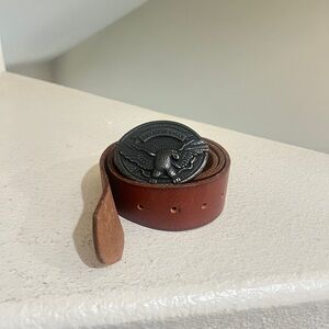 American Eagle Outfitters Mens Brown Leather Eagle‎ Bucket Belt Medium Western